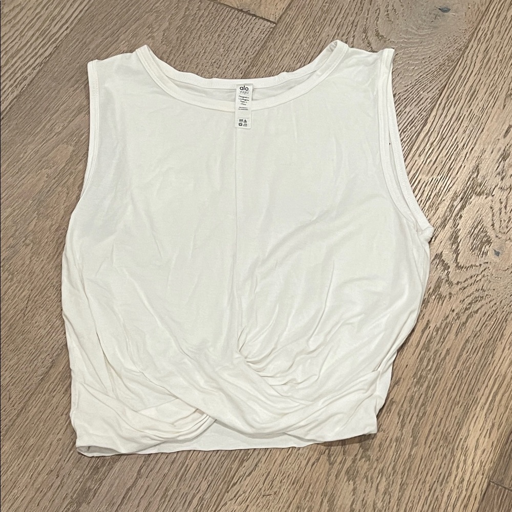 ALO Yoga White Twist Front Tank Top